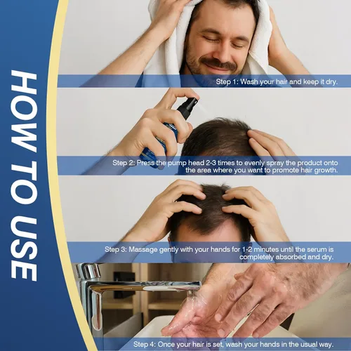 Vista 6 de 5% de minoxidil para hombres en aerosol para el crecimiento del cabello, suero tópico de minoxidil para barba, regeneración del cabello más grueso