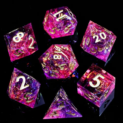 Vista 13 de Mini Planet Poliédrico MTG Sharp Edge Liquid Core Dungeons and Dragons RPG Resina Hecho a Mano 7Pcs DND Juego de dados