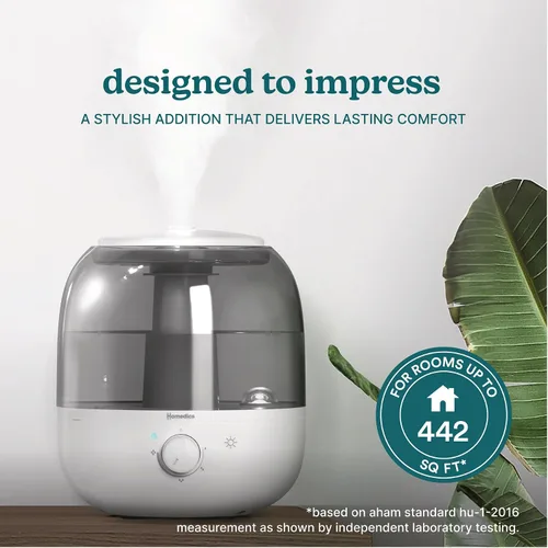 Vista 2 de Homedics Humidificador ultrasónico de llenado superior, niebla fría, boquilla de 360°, hasta 25 horas de tiempo de funcionamiento, para habitación