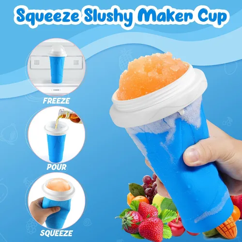 Vista 2 de Taza de Fabricante de Slushie, Tazas de Slushie DIY Mágicas de Presión, Tazas Portátiles Congeladas para Licúados, Yogur y Helado, Taza Reutilizable