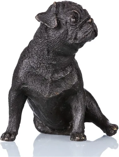 Vista 3 de Estatuas de perro Bulldog Esculturas de bronce TPAL-092 Figuras de metal, 2 piezas 2
