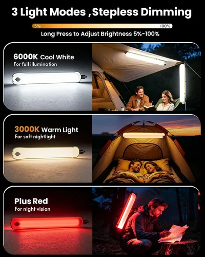 Vista 4 de Luces solares para campamento recargables, 4 modos de iluminación, lámpara inflable impermeable IP66 para senderismo, mochileros, supervivencia