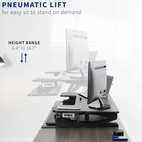 Vista 5 de VIVO 42 pulgadas Convertidor de escritorio de pie ajustable en altura, serie VE, convertidor de mesa para sentarse y estar de pie, compatible