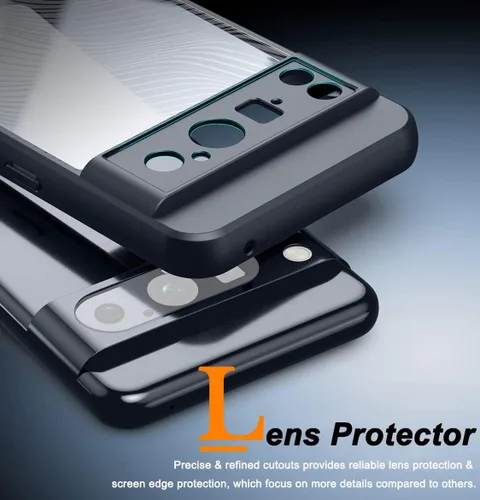 Vista 6 de Miimall Funda compatible con Google Pixel 8 Pro, líneas fluidas, tacto sedoso, placa trasera esmerilada, delgada, translúcida, funda protectora