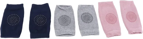Vista 3 de 3 pares de protectores de rodilla para bebé que gatea la rodilla antideslizante algodón unisex bebé rodilla cómoda y transpirable para bebés