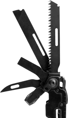 Vista 6 de SOG PowerAccess Deluxe Multiherramienta de Acero Inoxidable de Servicio Pesado Todo Uso con Funda de Nylon, Dos Hojas de Cuchillo, Abrelatas y Negro
