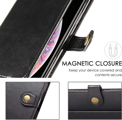 Vista 4 de Funda compatible con Nothing Phone 1, compatible con Nothing Phone One (A063) de piel sintética con ranura para tarjetas, soporte para cartera