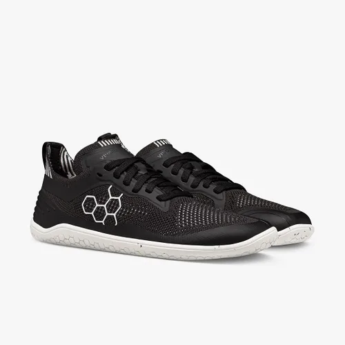 Vista 4 de Vivobarefoot Geo Racer Knit, tenis veganos ultraligeros para hombre con suela descalza, Obsidiana