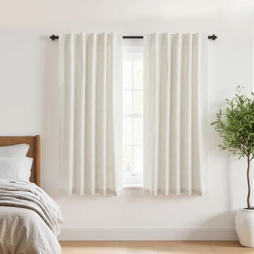 Vista 65 de KOUFALL - Cortinas de medio estilo francés de lino para ventana, juego de 2 cortinas cortas de 40 pulgadas de longitud, para privacidad, cortinas