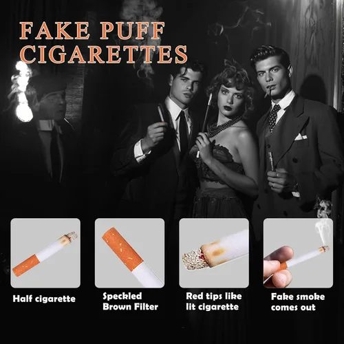 Vista 6 de 2 soportes largos para cigarrillos, 2 cigarrillos falsos y 2 cigarrillos falsos con humo para los años 20, accesorios para mujeres, Audrey Hepburn