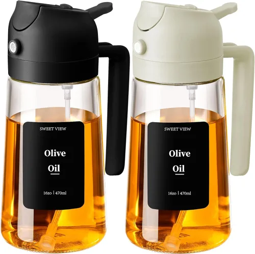 Vista 11 de SWEET VIEW Pulverizador de aceite para cocinar 16oz/470ml Blanco