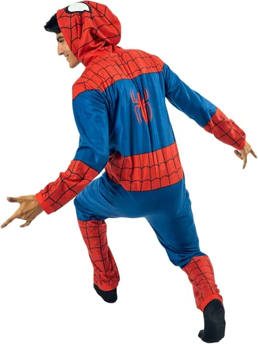Vista 6 de Bioworld Disfraz de Spider-Man con capucha para hombre, disfraz de cosplay