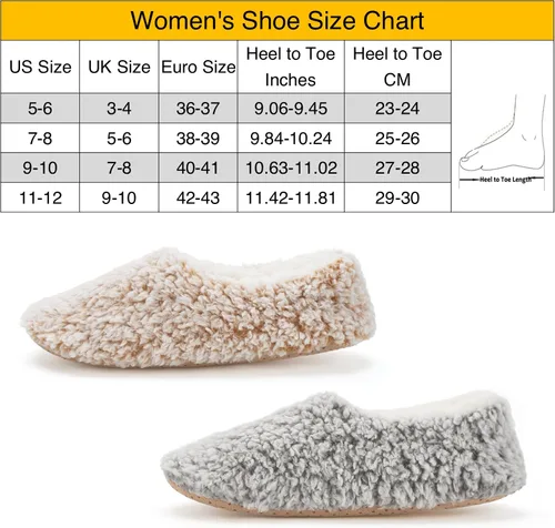 Vista 5 de 2-PK Soft Furry House Slippers for Women Indoor, Warm Sherpa Ballerina Anti-skid Soles, Winter Bedroom Fuzzy Slip-on Sock Shoes, Cozy Christmas Gifts