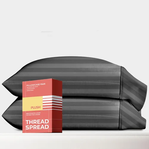 Vista 20 de Thread Spread Fundas de Almohada de Algodón Egipcio 100% Tamaño Estándar/Queen Juego de 2 - Fundas de Almohada Beige Satén de Lujo con Cuenta