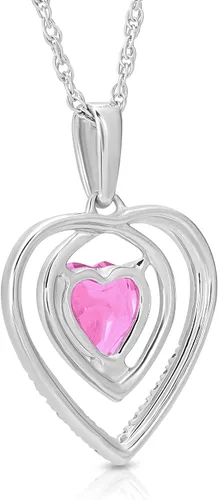 Vista 2 de ARAIYA FINE JEWELRY Collar con colgante de corazón de plata esterlina con diamantes y piedras preciosas (120 quilates, color I-J, claridad I2-I3)