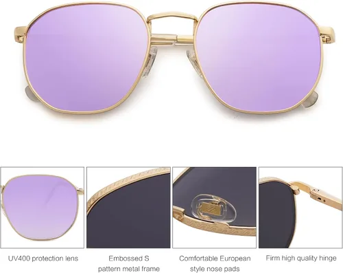 Vista 5 de SOJOS Gafas de sol cuadradas para hombres y mujeres, estilo clásico y retro