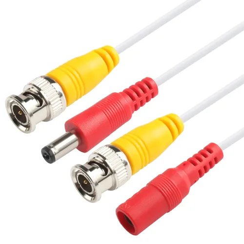 Vista 5 de Postta BNC Cable de alimentación de video de 25 pies prefabricado todo en uno para cámara de seguridad de video, cable con dos conectores