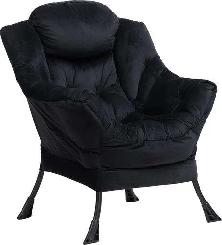 Vista 10 de HollyHOME Silla perezosa con otomana plegable, sillón cómodo y reposapiés plegable, sofá de ocio silla de lectura y reposapiés para sala de estar