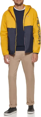 Vista 3 de Tommy Hilfiger - Chaqueta impermeable con capucha para hombre, ligera, para lluvia