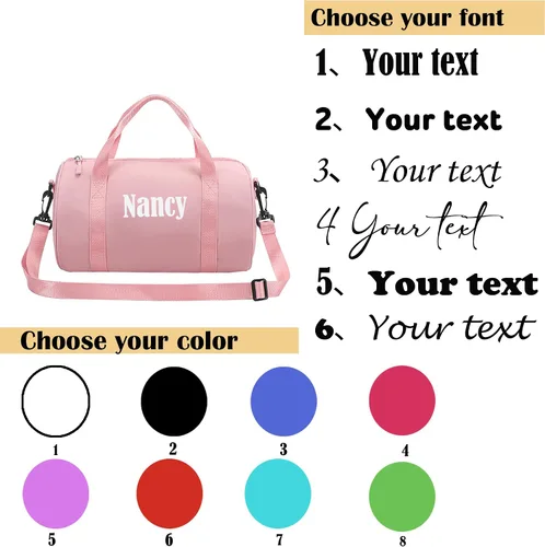 Vista 4 de Bolsa de lona personalizada, nombre bordadopatrón deportivo, bolsa de viaje con compartimento para zapatos, regalo personalizado para hombres