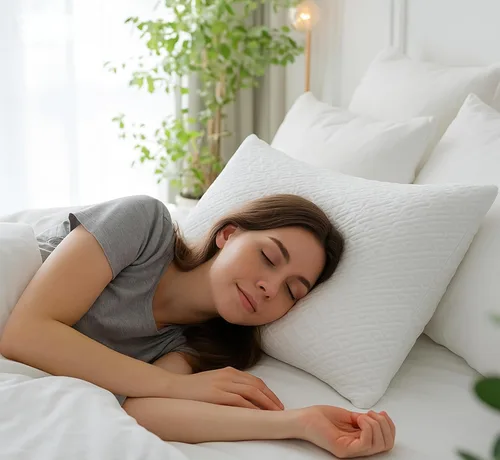Vista 6 de Juego de almohadas de rayón de tamaño Queen derivado de bambú, juego de almohadas de espuma viscoelástica triturada refrescante para dormir de lado