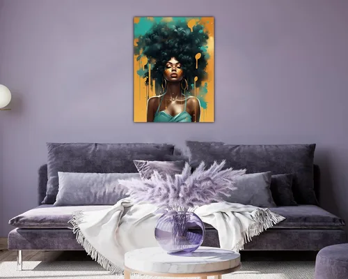 Vista 162 de Arte de pared afroamericano, decoración de rey y reina bailarín negro para sala de estar, arte de pareja de amor negro para dormitorio, lienzo