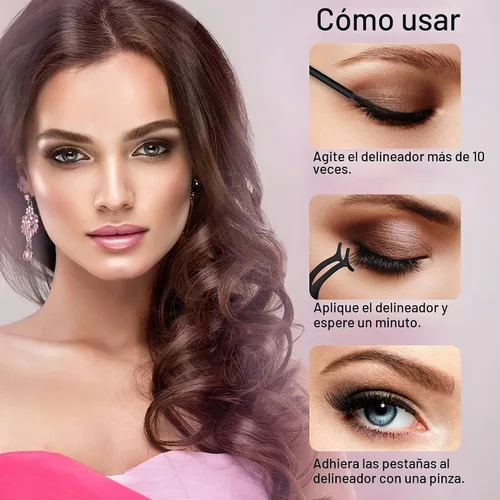 Vista 5 de Juego de 10 pares de pestañas magnéticas con delineador de ojos