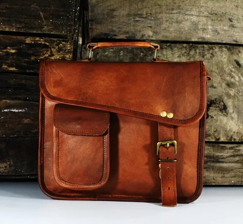 Vista 4 de URBAN DEZIRE Maletín pequeño de cuero genuino para hombre, bolso de mensajero para iPad Tab Tablet 11 compatible con producto de Apple