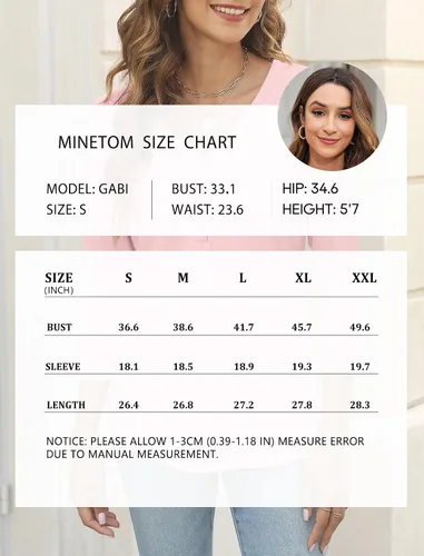 Vista 6 de Minetom Camisetas básicas de verano con cuello en V y manga 34 para mujer