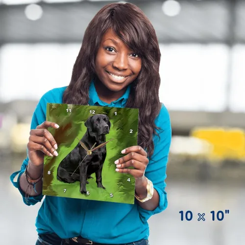 Vista 4 de 3drose Reloj de pared Black Labrador Retriever, 10 x 10 pulgadas