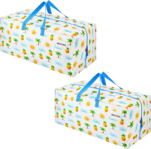 Vista 14 de VENO Paquete de 2 bolsas de mudanza, correas de mochila, mudanza, cajas de almacenamiento universitario, con tapas, resistentes, extragrandes, asas