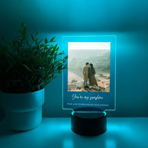 Vista 6 de MIRROR MANIA Foto personalizada con cualquier nombre, cualquier imagen, soporte de luz LED, decoración del hogar, regalo para ella, él, aniversario