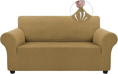 Vista 45 de Asnomy Fundas de sofá para sofá de 2 cojines, fundas elásticas para sofá biplaza, protector de mascotas, fundas de muebles para perros y gatos, tela
