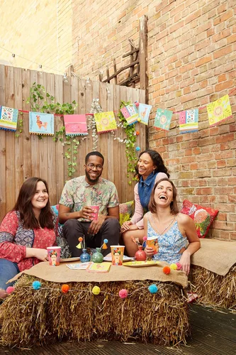 Vista 6 de Fiesta - Mantel de papel desechable con temática mexicana para barbacoas, colorido mantel para fiestas de cumpleaños, cinco de mayo, eventos
