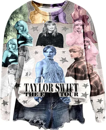 Vista 4 de Ropa de mujer de manga larga con cuello redondo, estampado de 1989, camiseta de otoño e invierno