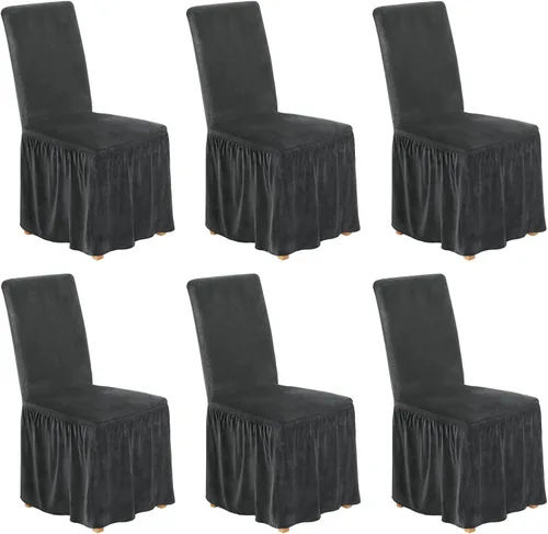 Vista 28 de NICEEC Fundas de silla de elastano para sillas de comedor, juego de 2 fundas de silla de comedor extraíbles con falda, fundas para sillas Parson