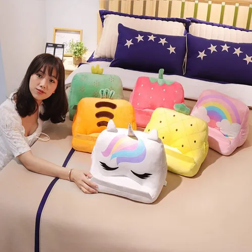Vista 5 de Dpofirs Soporte de almohada para tableta, soporte de tableta de felpa suave con bolsillos de almacenamiento para niños, compatible con almohadillas