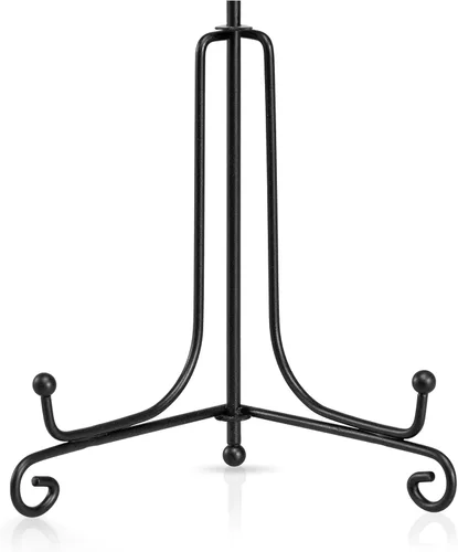 Vista 10 de Paquete de 2 soportes de exhibición de hierro, soporte para fotos de caballete de hierro negro, muestra marcos de fotos, platos decorativos