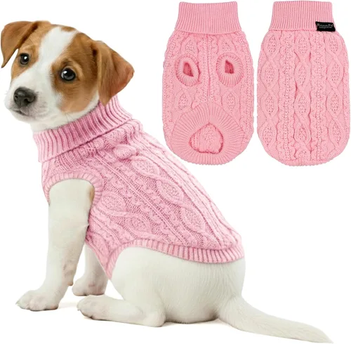 Vista 42 de Parisian Pet Suéteres de Navidad para Perros - Tipo Pullover, Suéter Azul para Perro con Cuello de Tortuga - Suéter Grueso de Punto Trenzado