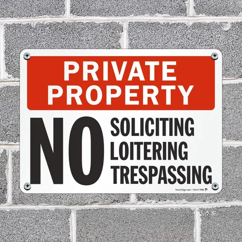 Vista 3 de SmartSign Letrero "Propiedad Privada - No Soliciting, Loitering, Trespassing" Aluminio de 10 x 14 pulgadas