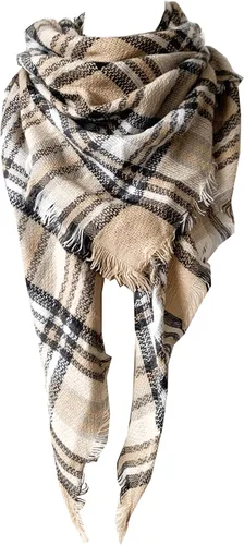 Vista 25 de Wander Agio - Bufanda envolvente con diseño a cuadros o triangular para mujer, cálida y larga, de punto, sensación de cachemira, chal