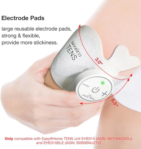 Vista 3 de Easy@Home Tens Unit ETP015 - Almohadillas de electrodo inalámbricas autoadhesivas, 4 unidades de 6.5 x 3 pulgadas, reutilizables, diseño