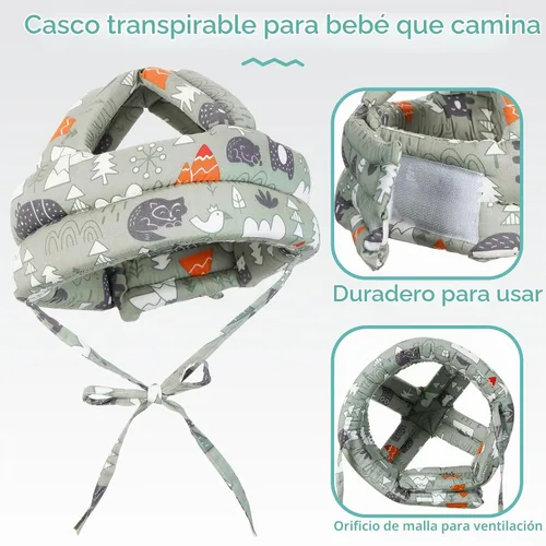 Vista 3 de Geyoga Paquete de 2 protectores de cabeza de bebé con 2 pares de rodilleras para niños pequeños, casco de bebé para gatear y caminar, protector