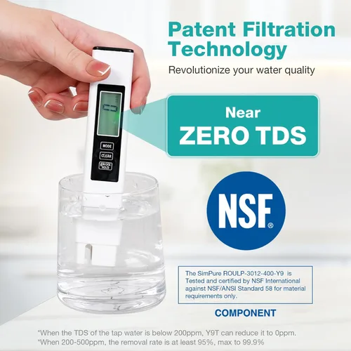 Vista 2 de SimPure Y9T Filtro de Agua de Ósmosis Inversa UV de Encimera, TDS Casi Cero 300 GPD, Purificación de 6 Etapas, Sistema de Filtración de Agua RO