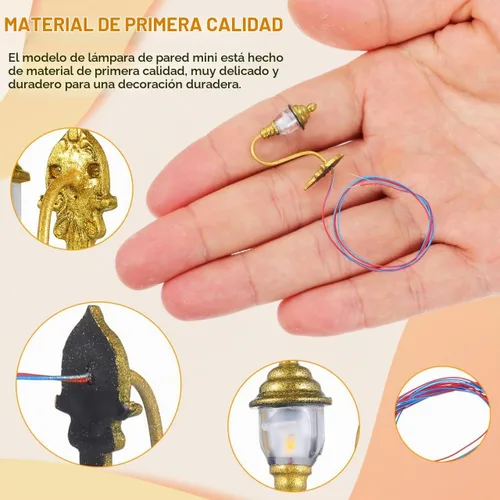Vista 5 de DOITOOOL - 4 luces de pared para casa de muñecas, mini luces vintage para casa de muñecas, apliques de pared a escala 1:87, modelos para bricolaje