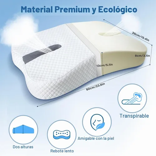 Vista 2 de SAHEYER Almohada antironquidos para dormir de lado, ayuda para evitar ronquidos con espuma viscoelástica, almohada ortopédica para dormir, solución