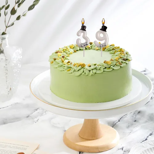Vista 3 de Velas de cumpleaños número 39, color blanco 93 y 39 años de edad, velas de cumpleaños, decoraciones de fiesta de cumpleaños, regalos para hombres