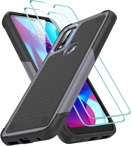 Vista 19 de Jeylly Funda para Motorola G Power 5G (2023) con 2PCS protectores de pantalla de vidrio, protección resistente de plástico duro+parachoques