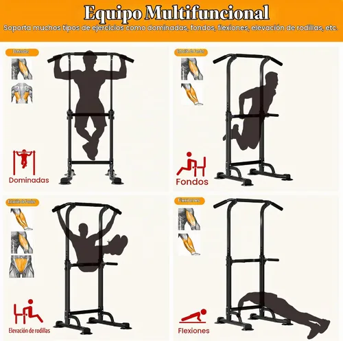 Vista 3 de DlandHome Power Tower Pull Up Bar Dip Station,Adjustable Height Dip Stand Multi-Function Fitness Equipment for Strength Training Home Gym,Stable