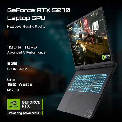 Vista 2 de GIGABYTE - Laptop para juegos A18, AMD Ryzen 7 260, RTX 5070